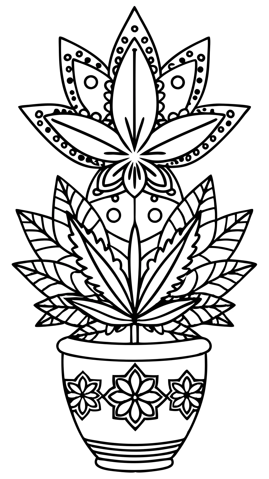 coloriages de feuille de pot